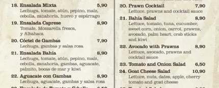 Estracto de la carta del restaurante al que acudió la bloguer Estracto de la carta del restaurante al que acudió la bloguer