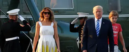 Melania Trump con el diseño de la firma española DelPozo Melania Trump con el diseño de la firma española DelPozo