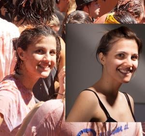 El montaje de Eva Casado con la chica de La Tomatina El montaje de Eva Casado con la chica de La Tomatina