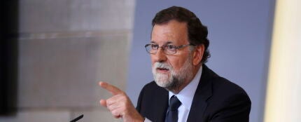 El presidente del Gobierno, Mariano Rajoy, durante la rueda de prensa