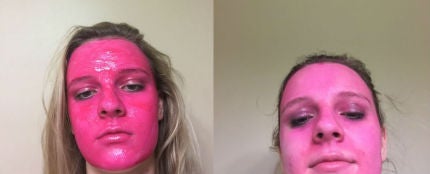 Una chica se pinta la cara de rosa, se arrepiente y amenaza con denunciar al fabricante