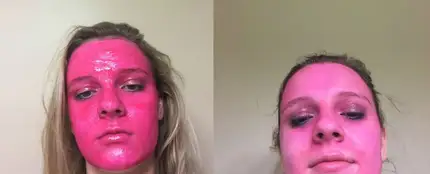 Una chica se pinta la cara de rosa, se arrepiente y amenaza con denunciar al fabricante Una chica se pinta la cara de rosa, se arrepiente y amenaza con denunciar al fabricante