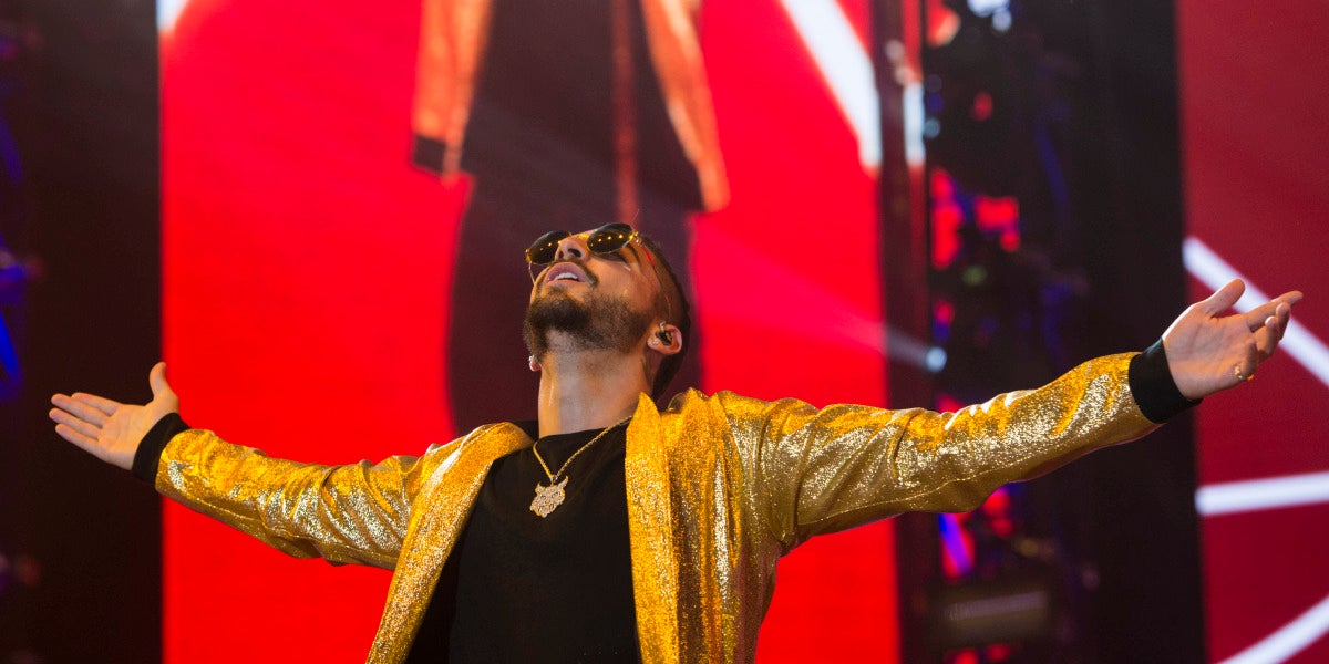 Maluma durante su concierto en Madrid