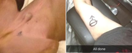 Chris Mendiola se tatuó el mismo símbolo que llevaba su perro