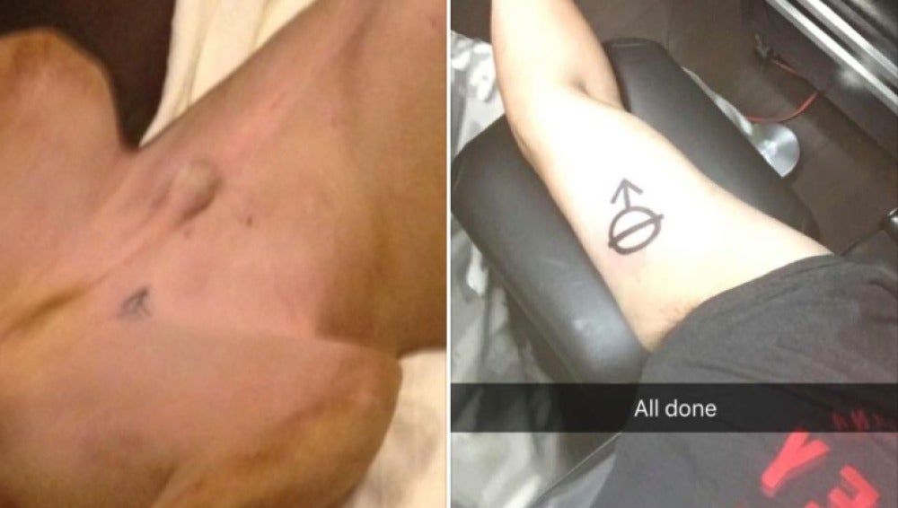 Chris Mendiola se tatuó el mismo símbolo que llevaba su perro