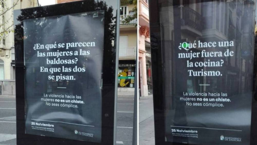 Dos de los carteles colocados por el Ayuntamiento de Zamora 