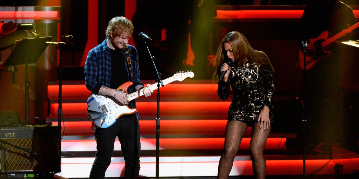 Ed Sheeran y Beyoncé en 2015