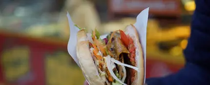 Foto de un kebab, plato de origen turco Foto de un kebab, plato de origen turco