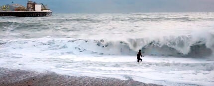 Intenta salvar a su perro de las olas