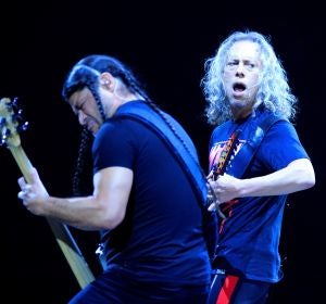 Robert Trujillo y Kirk Hammett de Metallica durante su concierto en Madrid Robert Trujillo y Kirk Hammett de Metallica durante su concierto en Madrid