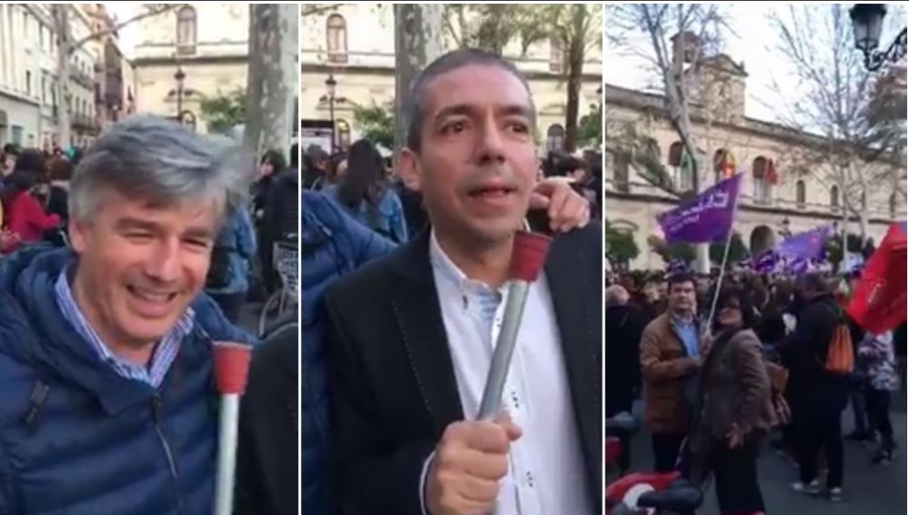 El degradante vídeo de dos hombres insultando a las mujeres en la huelga del 8M