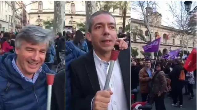 El degradante vídeo de dos hombres insultando a las mujeres en la huelga del 8M