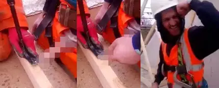 Un hombre se clava el pene a una madera para ganar una apuesta Un hombre se clava el pene a una madera para ganar una apuesta