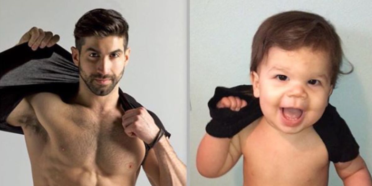 Este bebé “trollea” de manera adorable todas las poses de su tío modelo