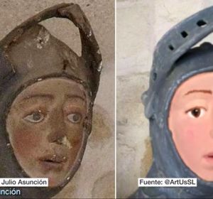 'Ecce Homo' a la Navarra: la polémica restauración del San Jorge de la iglesia de San Miguel de Estella 'Ecce Homo' a la Navarra: la polémica restauración del San Jorge de la iglesia de San Miguel de Estella