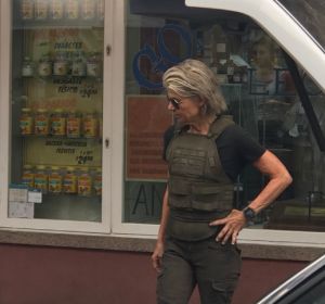 Linda Hamilton (Sarah Connor) en Lavapiés Linda Hamilton (Sarah Connor) en Lavapiés