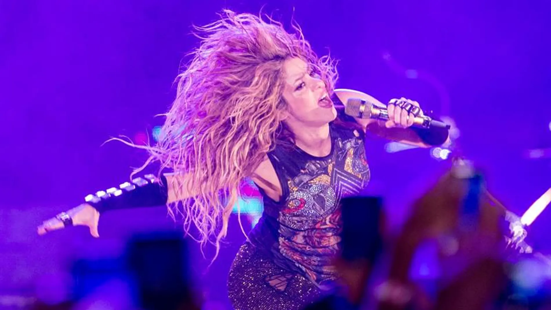 La cantante colombiana Shakira, durante el concierto en Barcelona La cantante colombiana Shakira, durante el concierto en Barcelona