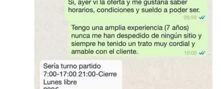 Imagen de la conversación de WhatsApp Imagen de la conversación de WhatsApp