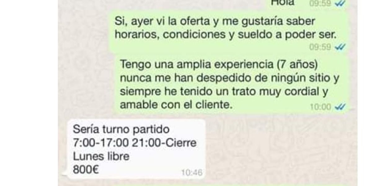 Imagen de la conversación de WhatsApp