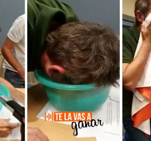 Frank Blanco en la prueba del '¿Glup, glup, qué?' Frank Blanco en la prueba del '¿Glup, glup, qué?'