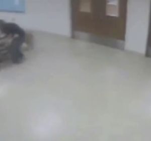 Graban a una profesora arrastrando por el pasillo a un niño con autismo y a su perro guía Graban a una profesora arrastrando por el pasillo a un niño con autismo y a su perro guía