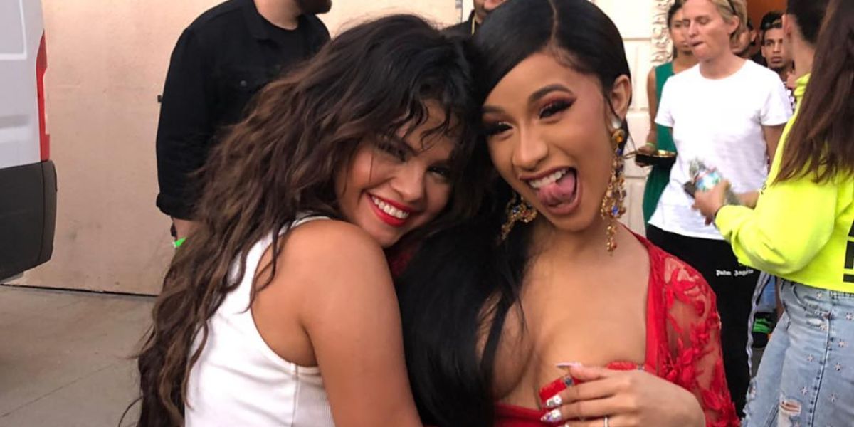 Selena Gomez y Cardi B en el rodaje de 'Taki Taki'
