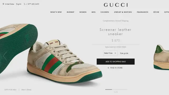 Las zapatillas Gucci "usadas y sucias"