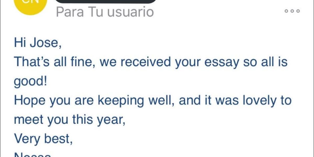 E-mail del profesor extranjero