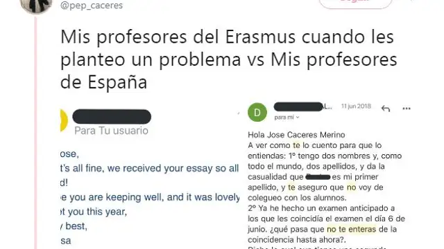 Tuit viral del estudiante