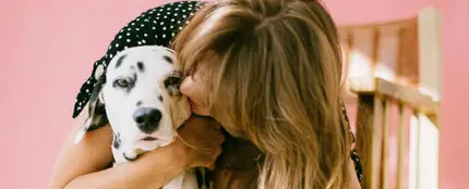 Una chica abrazando a un perro Una chica abrazando a un perro
