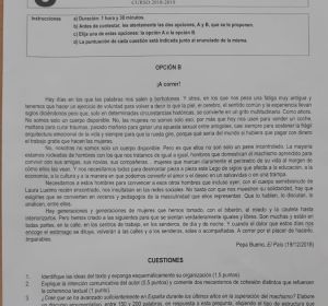 Imagen del texto de Pepa Bueno en el examen de Selectividad de Andalucía Imagen del texto de Pepa Bueno en el examen de Selectividad de Andalucía