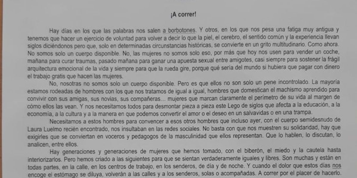 Imagen del texto de Pepa Bueno en el examen de Selectividad de Andalucía
