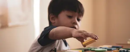 Un niño jugando con unas piezas Un niño jugando con unas piezas