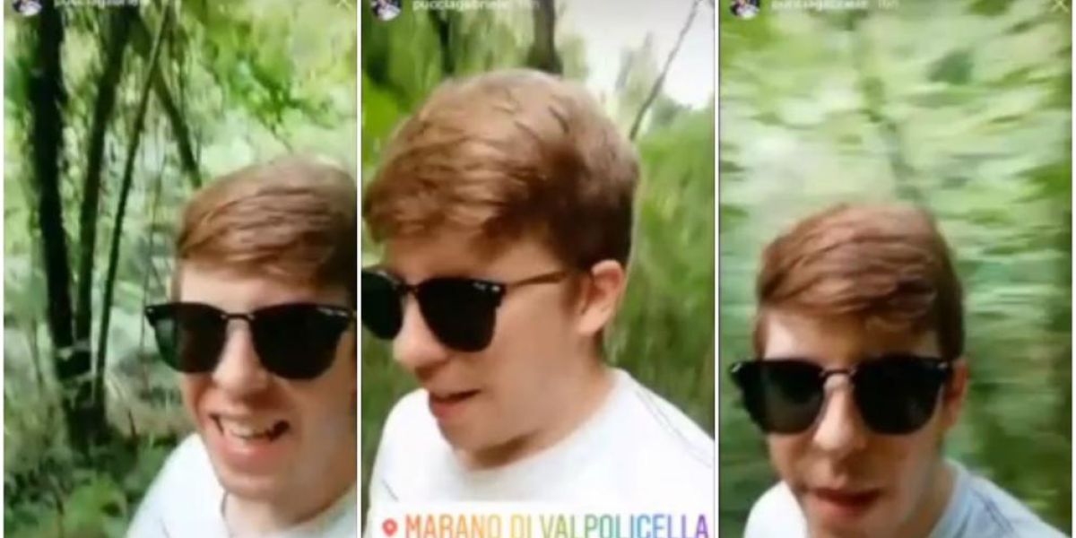 Gabriele Puccia grabando el vídeo que subió a Instagram
