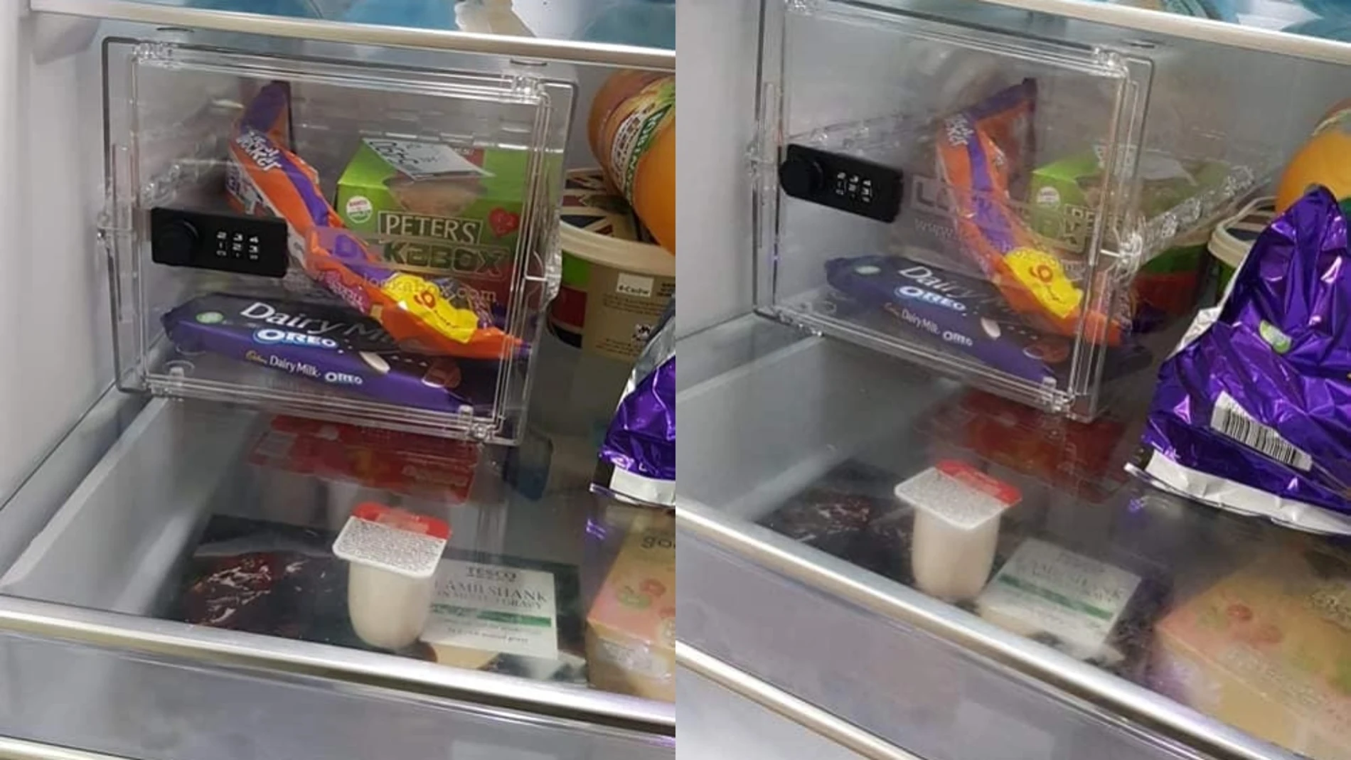La caja fuerte instalada en la nevera La caja fuerte instalada en la nevera