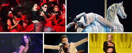 Rosalía, Halsey, Becky G, Niall Horan y Dua Lipa durante sus actuaciones en los MTV EMAs 2019 Rosalía, Halsey, Becky G, Niall Horan y Dua Lipa durante sus actuaciones en los MTV EMAs 2019