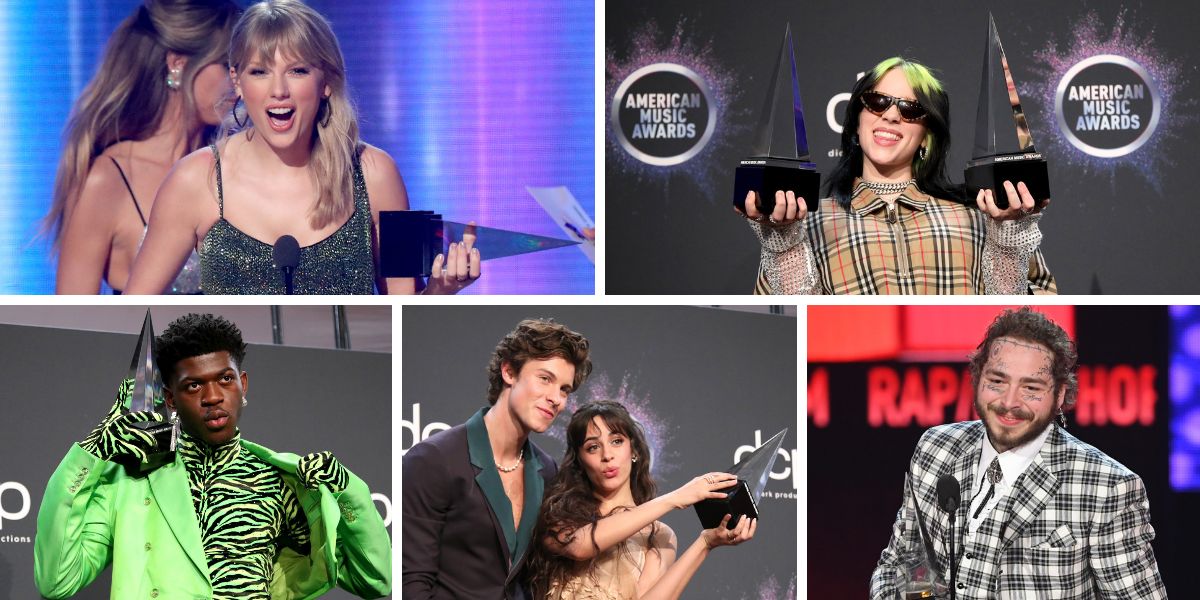 Taylor Swift, Billie Eilish, Lil Nas X, Shawn Mendes, Camila Cabello y Post Malone, premiados en los AMAs 2019