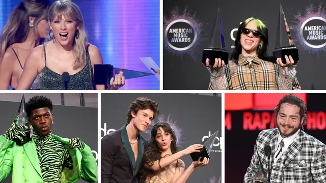 Taylor Swift, Billie Eilish, Lil Nas X, Shawn Mendes, Camila Cabello y Post Malone, premiados en los AMAs 2019