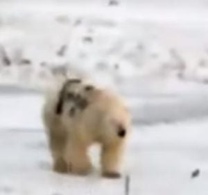 Oso polar pintado al costado Oso polar pintado al costado
