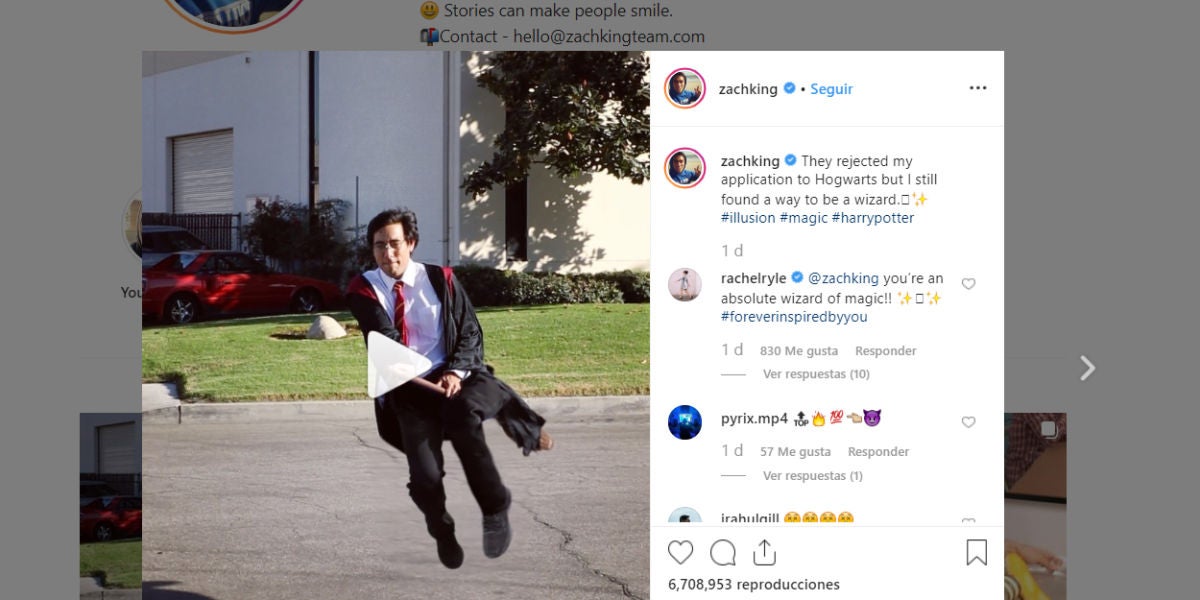 Zach King en Instagram