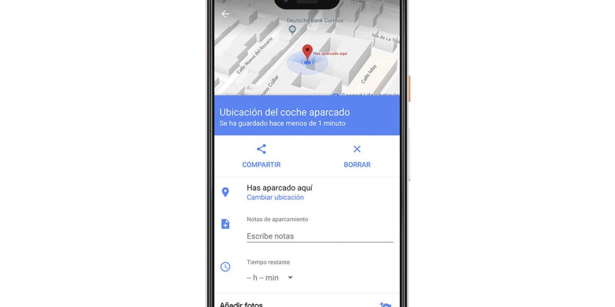 Google Maps para saber dónde has aparcado