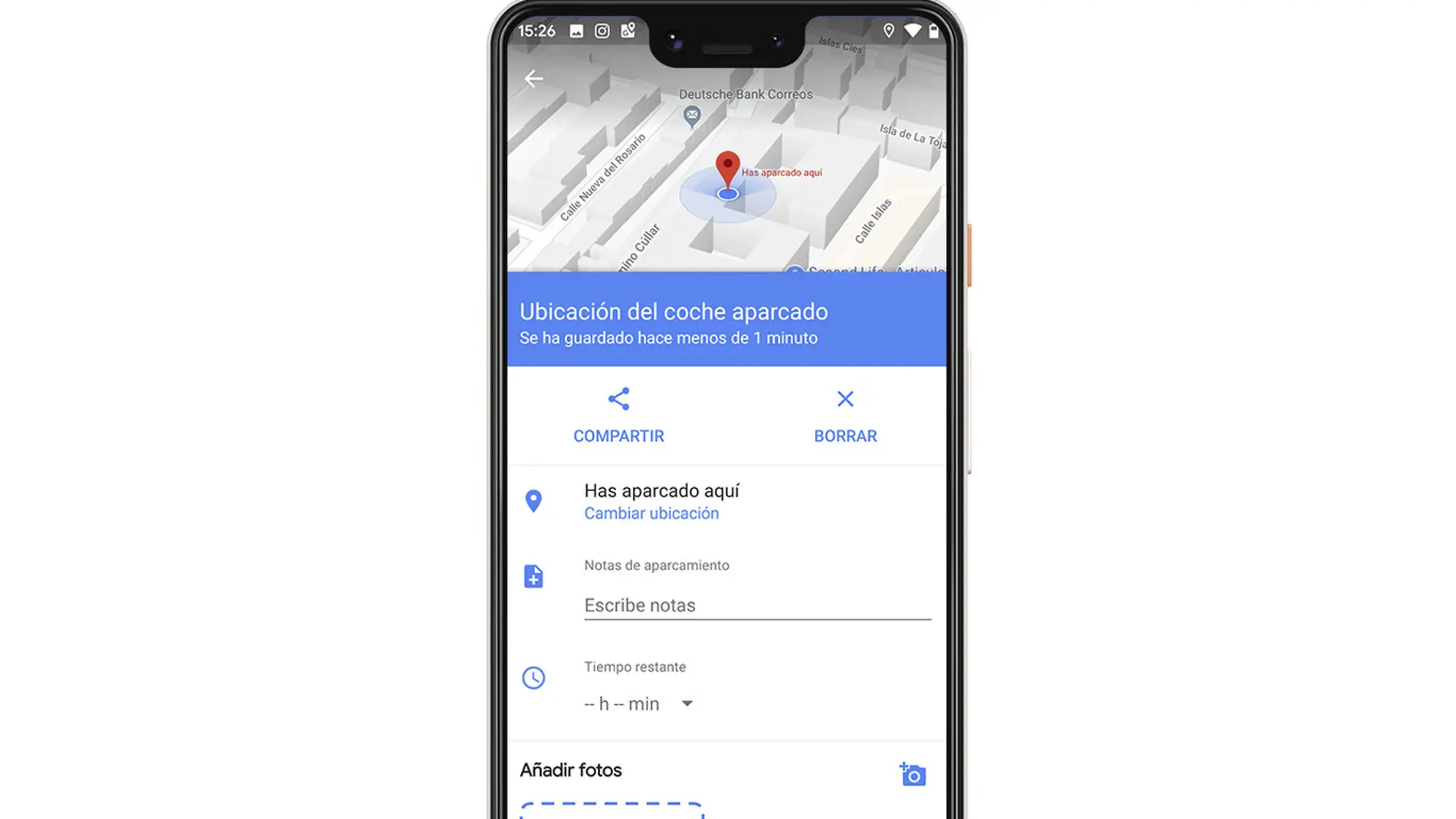Google Maps para saber dónde has aparcado