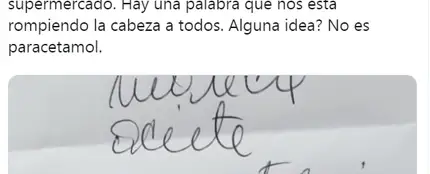 Tuit de la lista de la compra indescifrable Tuit de la lista de la compra indescifrable