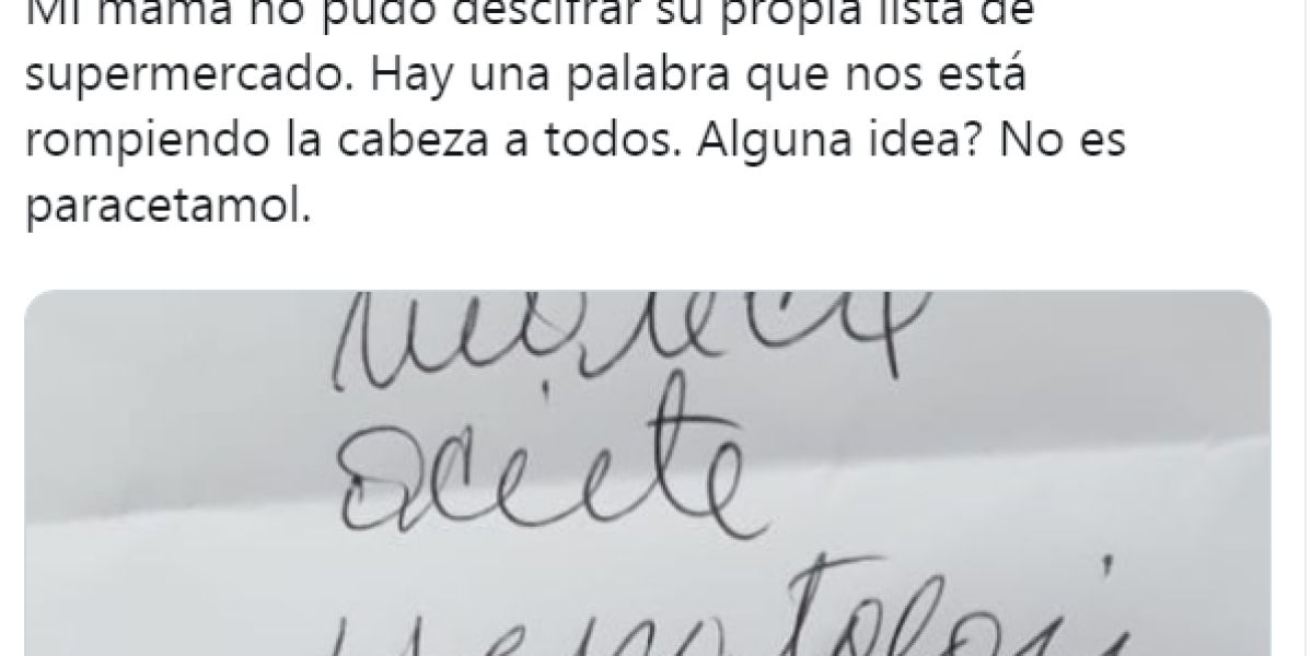 Tuit de la lista de la compra indescifrable
