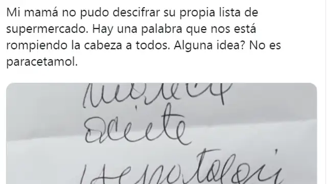 Tuit de la lista de la compra indescifrable
