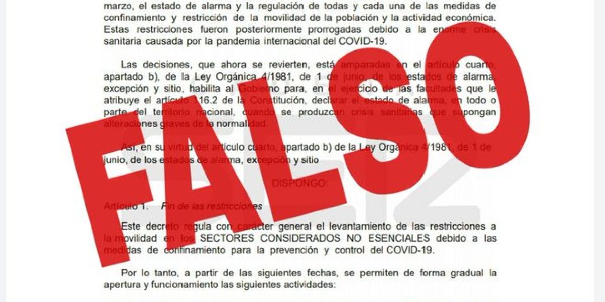 Los bulos del coronavirus: no se ha publicado un BOE con fechas del fin del confinamiento