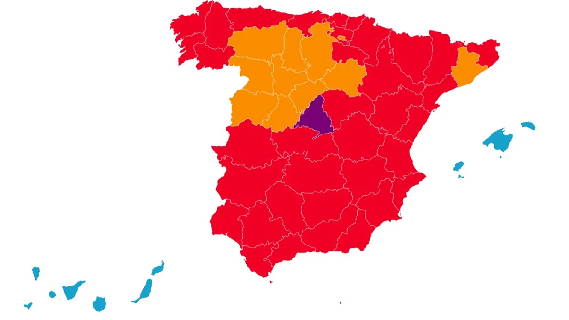 Mapa de la desescalada por fases en España