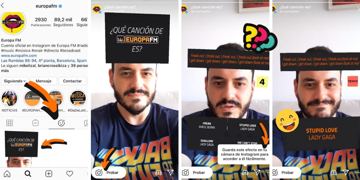 Busca el filtro en el perfil de Instagram de Europa FM