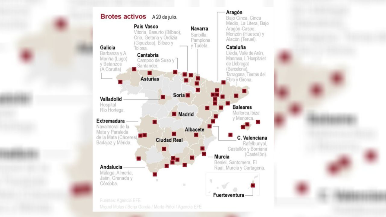 Mapa de rebrotes: 201 brotes de coronavirus en España y los casos ...