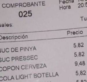La cuenta de un bar de Barcelona que se vuelve viral un año después La cuenta de un bar de Barcelona que se vuelve viral un año después